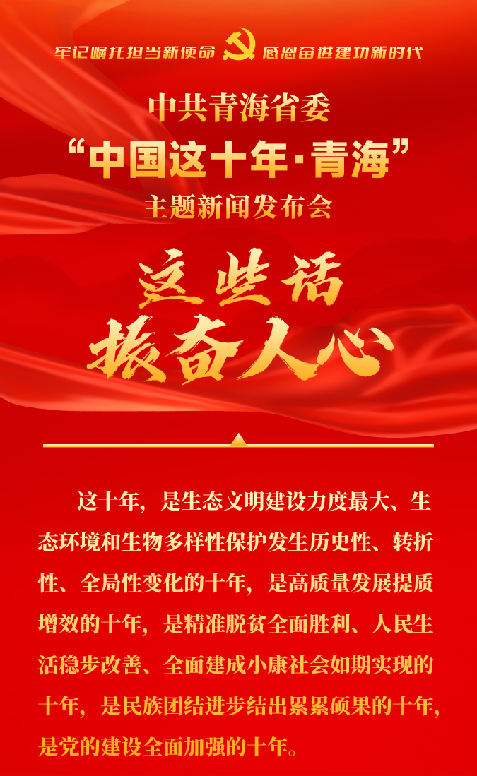 高清海報(bào) | 中共青海省委“中國(guó)這十年·青�！敝黝}新聞發(fā)布會(huì)——這些話，振奮人心！