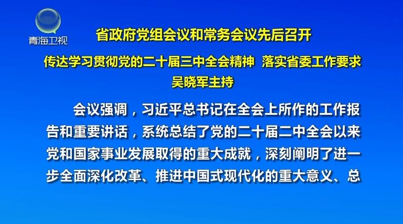 省政府黨組會議和常務(wù)會議先后召開 吳曉軍主持