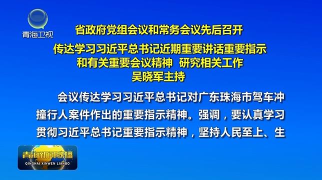 省政府黨組會議和常務會議先后召開 吳曉軍主持